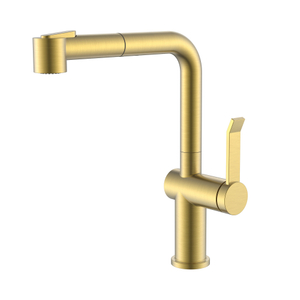 Brushed Gold New Design Single Hole Pull Out Kitchen Faucet