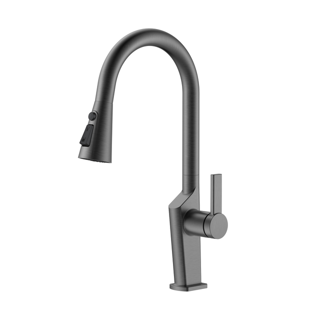 Black Stainless Steel Square Shape Pull Down Kitchen Faucets Modern Kitchen Faucets 