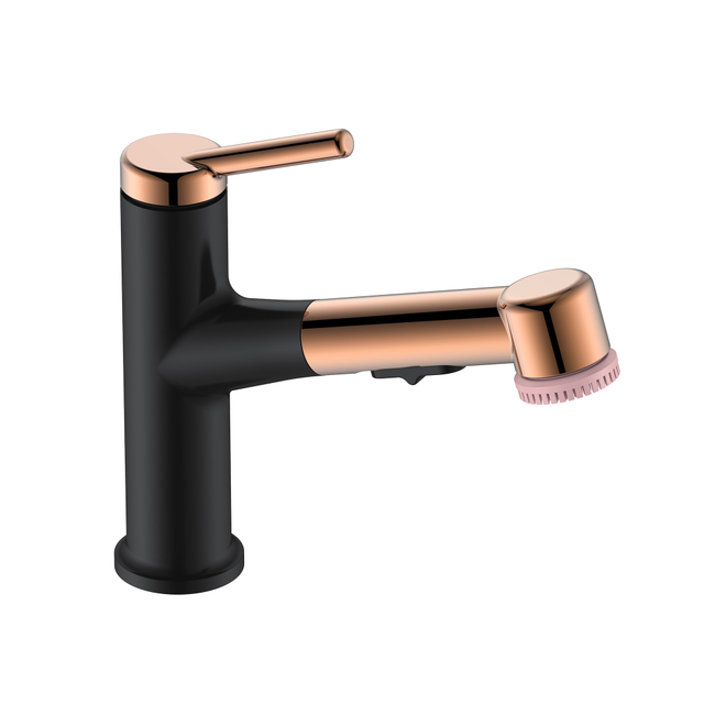 Elegant Black Basin Faucet Single Handle Gold Bathroom Faucet