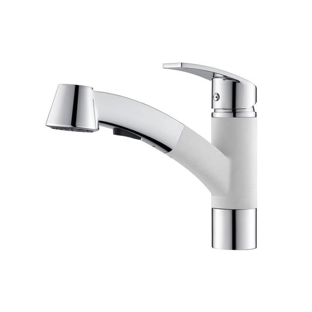 Contemporary Matte White Single Handle Pull Out Kitchen Faucet