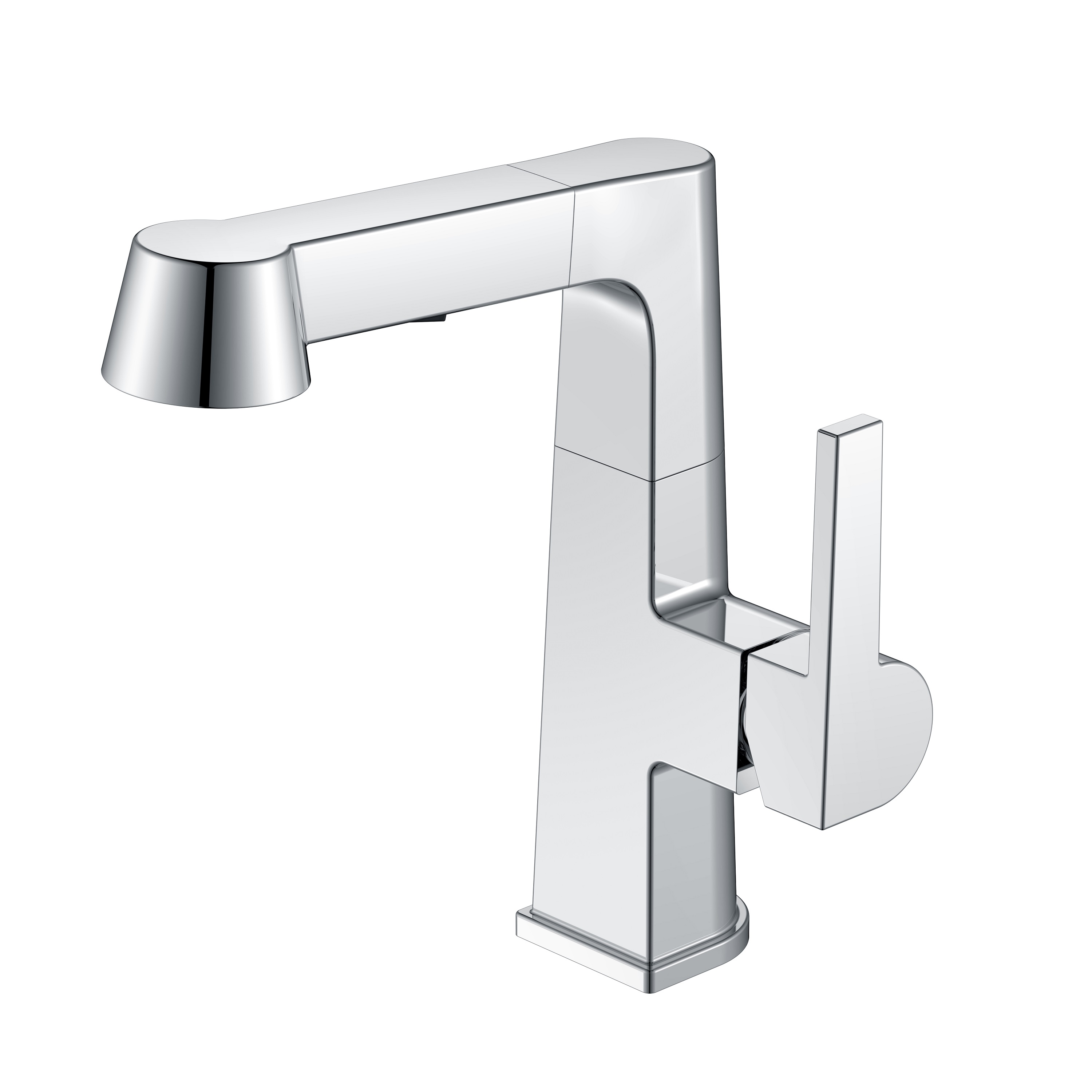 Square Adjustable Hieght Chrome Bathroom Faucet Pull Out Bathroom