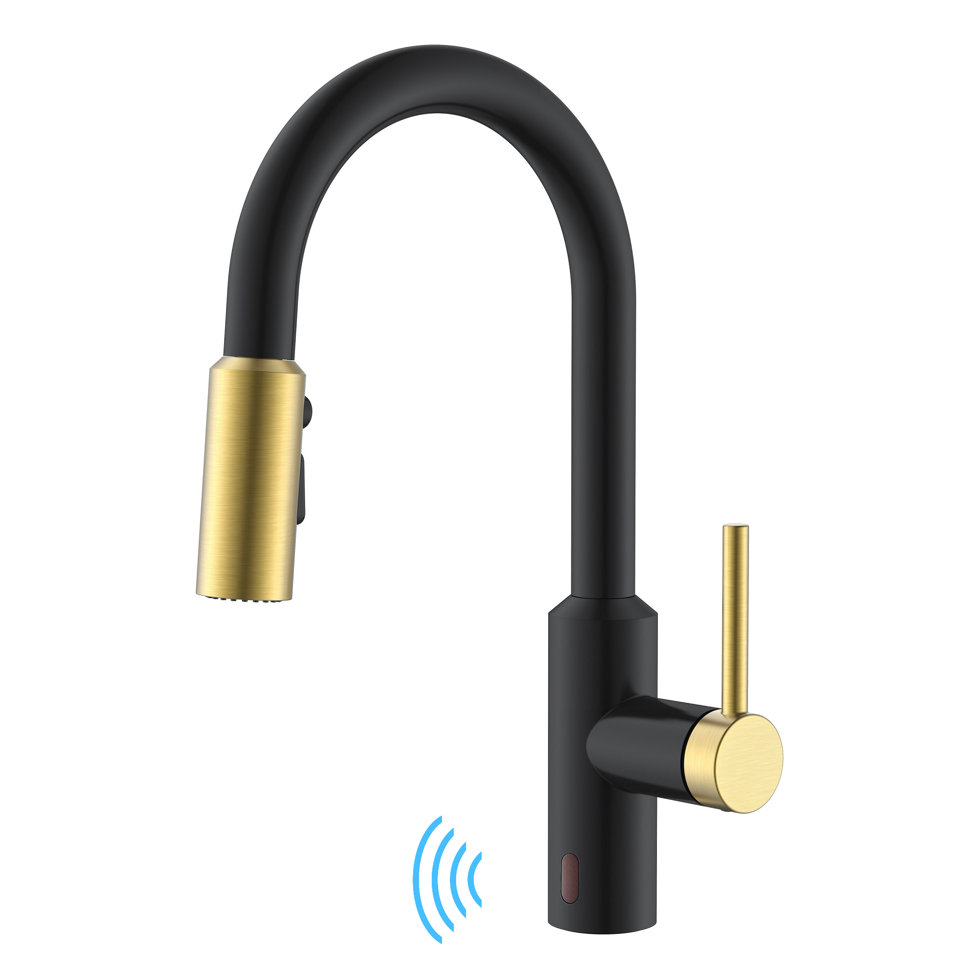 New Design Pull Down Black And Gold Kitchen Faucet Touchless Kitchen