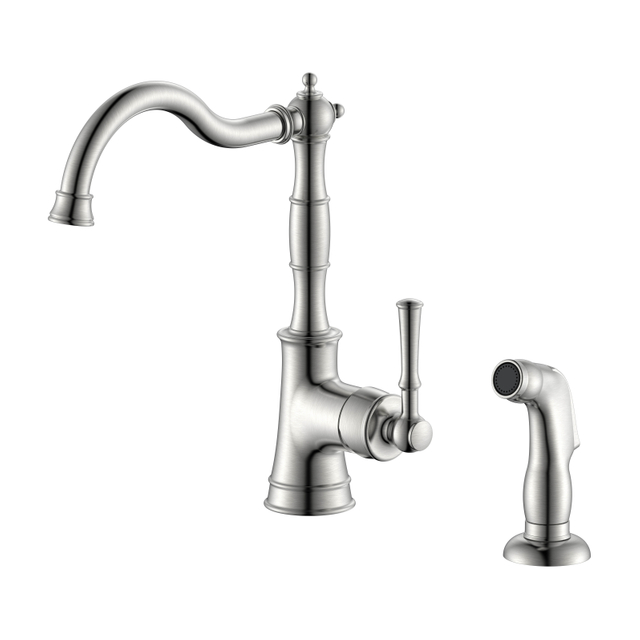 Single Handle Kitchen Faucet Brushed Nickel Kitchen Faucet with Side Sprayer 2 Hole