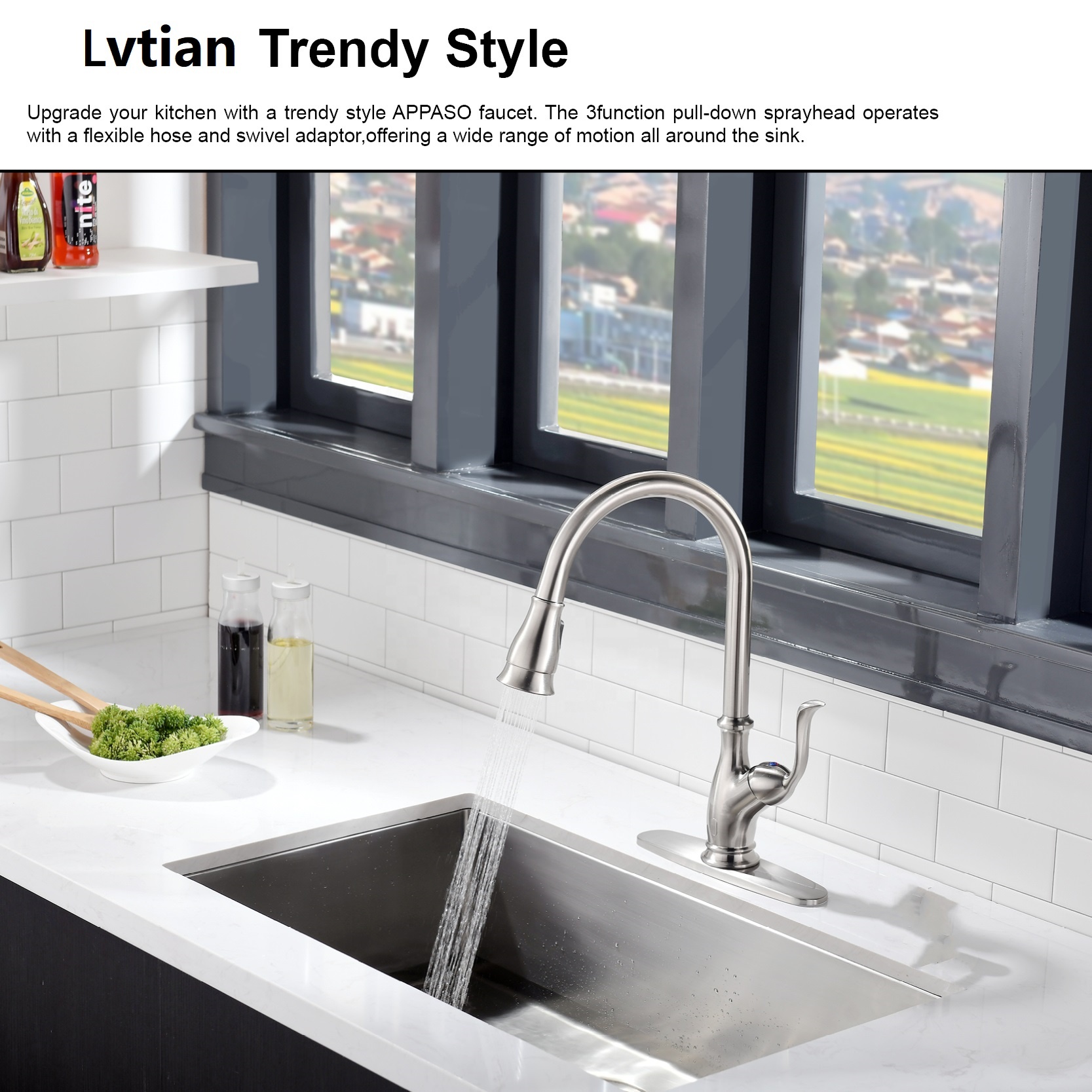 Lvtian Faucet Stainless Steel Kitchen Faucet With Pull Down Flexible ...