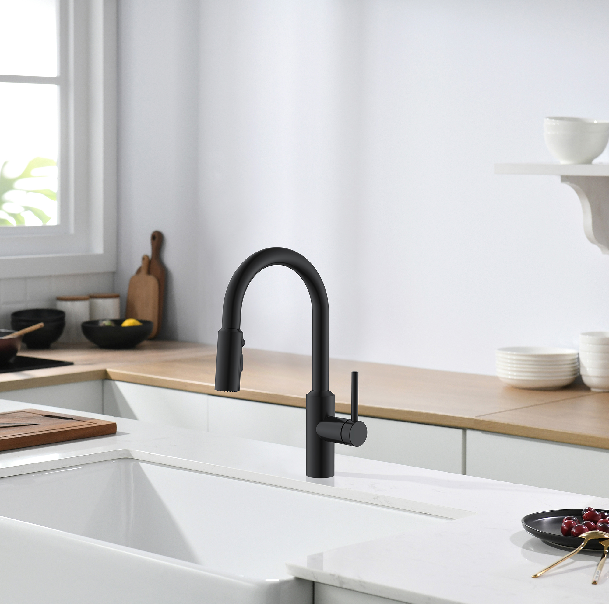 New Design Pull Down Black And Gold Kitchen Faucet Touchless Kitchen