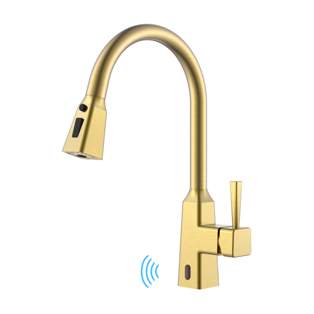New Square Gold Kitchen Faucet Pull Down Touchless Kithchen Faucet