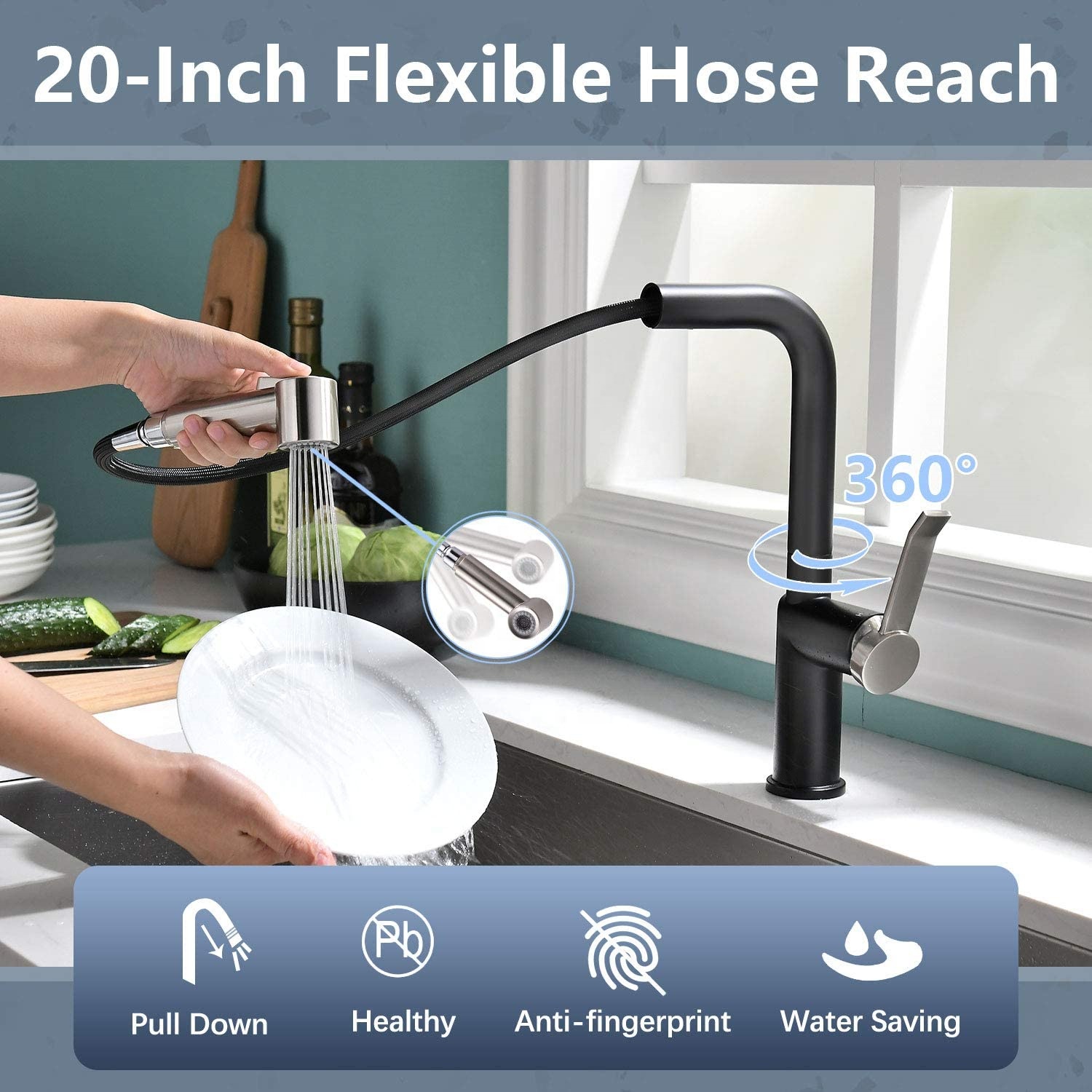 New Design Black Faucets Steel Pull-Out Kitchen Faucet Kitchen Tap Sink Faucet