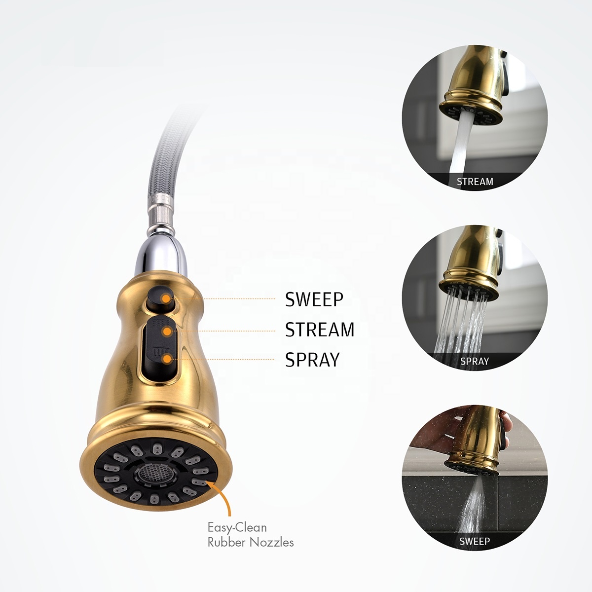 Luxury Kitchen Faucet 360 Rotatable Kitchen Faucet Sprayer Shower Head Latest Design Heavy Duty Kitchen Faucet