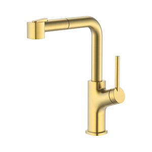 Luxury Single Handle Brushed Gold Kitchen Faucet Pull Out Tap 