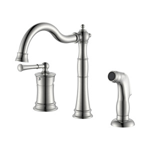 3 Hole Single Handle Kitchen Faucet Brushed Nickel Kitchen Faucet with Side Sprayer