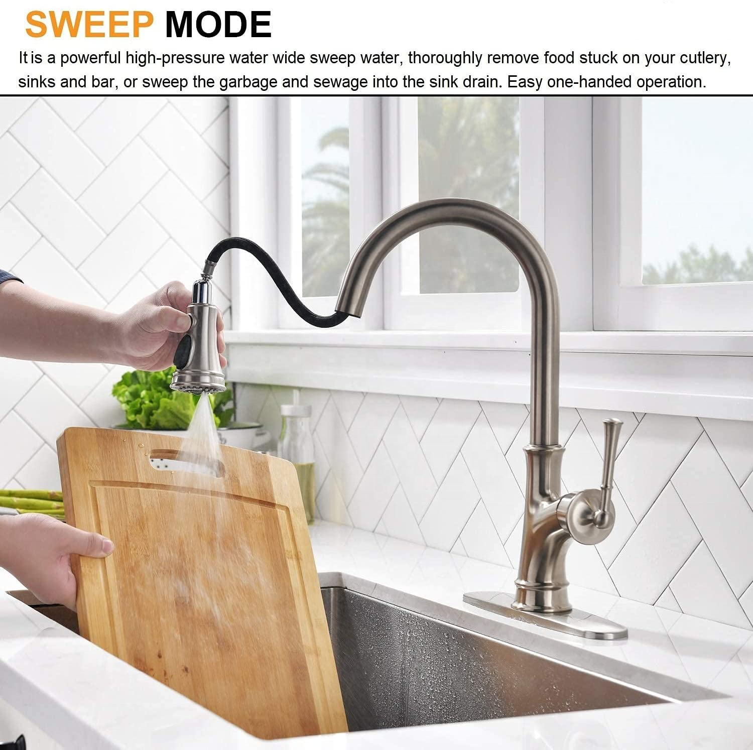 Cupc c Dual-Function Sprayer Water Stainless Pull Kitchen Faucet